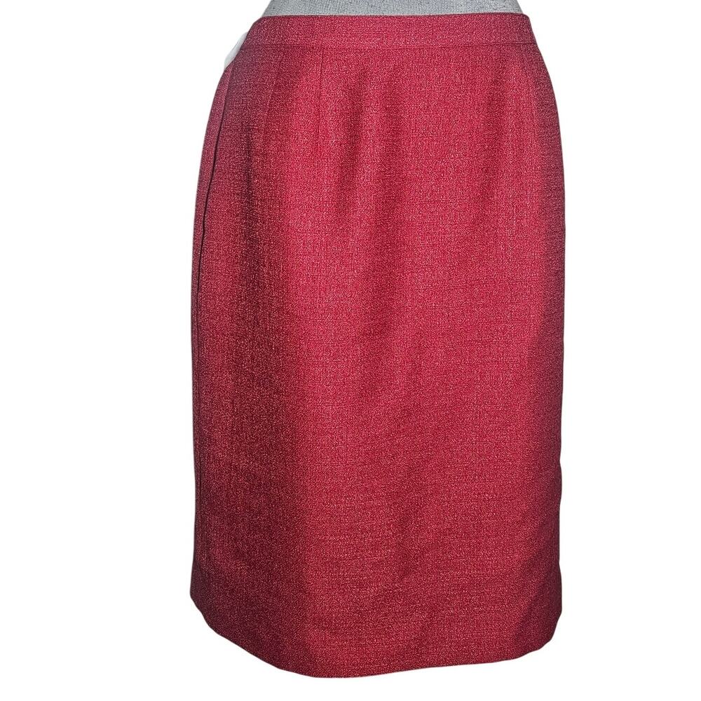 Red Knee Length Pencil Skirt Size 12 Petite